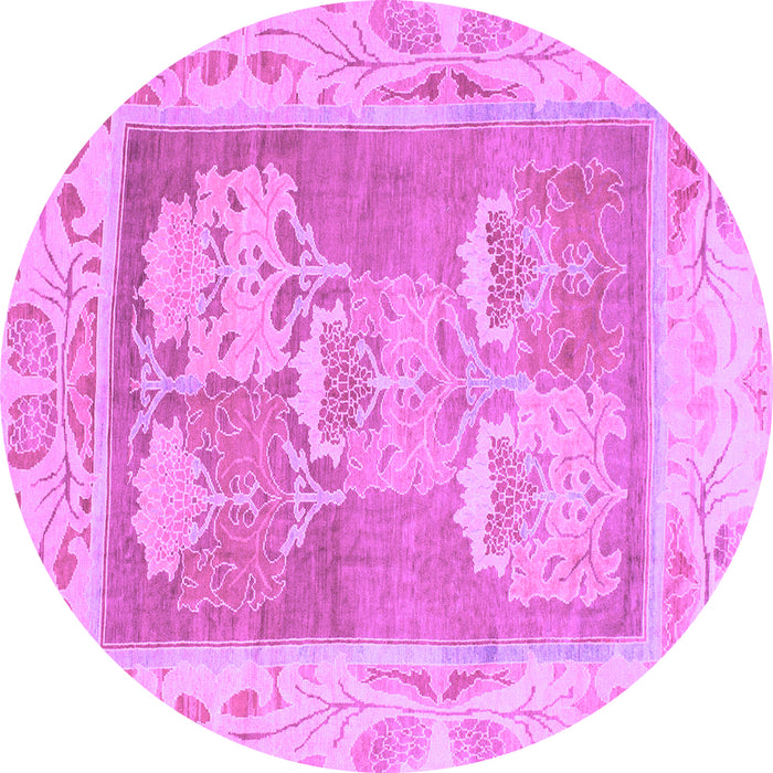 Round Machine Washable Abstract Purple Modern Area Rugs, wshabs1213pur