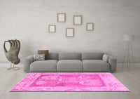 Machine Washable Abstract Pink Modern Rug, wshabs1213pnk