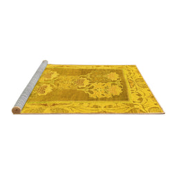 Sideview of Machine Washable Abstract Yellow Modern Rug, wshabs1213yw