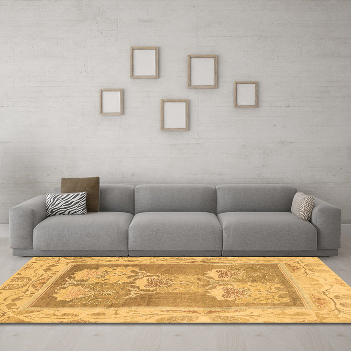 Machine Washable Abstract Brown Modern Rug in a Living Room,, wshabs1213brn