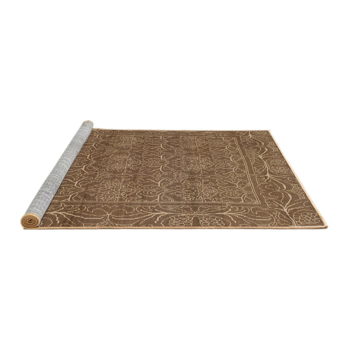 Sideview of Machine Washable Abstract Saddle Brown Rug, wshabs1214