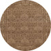 Round Abstract Saddle Brown Modern Rug, abs1214