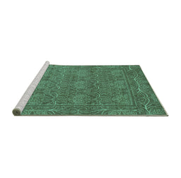 Sideview of Machine Washable Abstract Turquoise Modern Area Rugs, wshabs1214turq