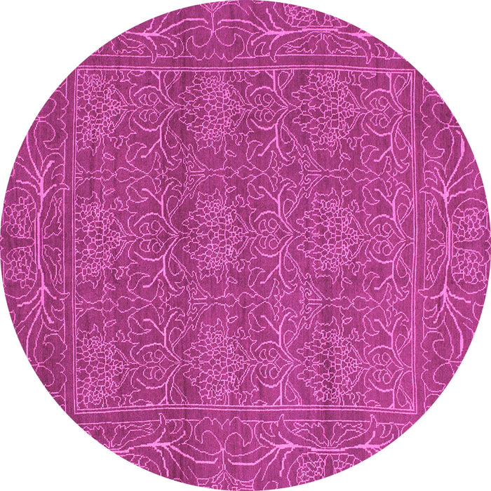 Round Machine Washable Abstract Pink Modern Rug, wshabs1214pnk