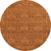 Round Machine Washable Abstract Orange Modern Area Rugs, wshabs1214org