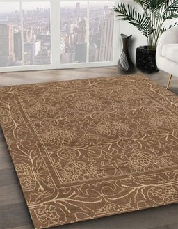 Abstract Saddle Brown Modern Rug in Family Room, abs1214
