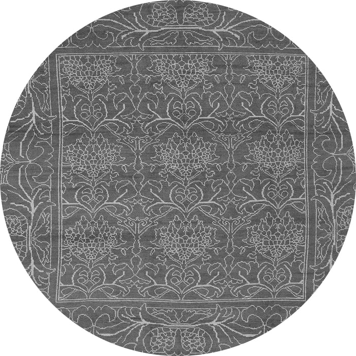 Round Machine Washable Abstract Gray Modern Rug, wshabs1214gry