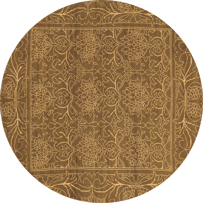 Round Abstract Brown Modern Rug, abs1214brn