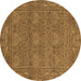 Round Abstract Brown Modern Rug, abs1214brn