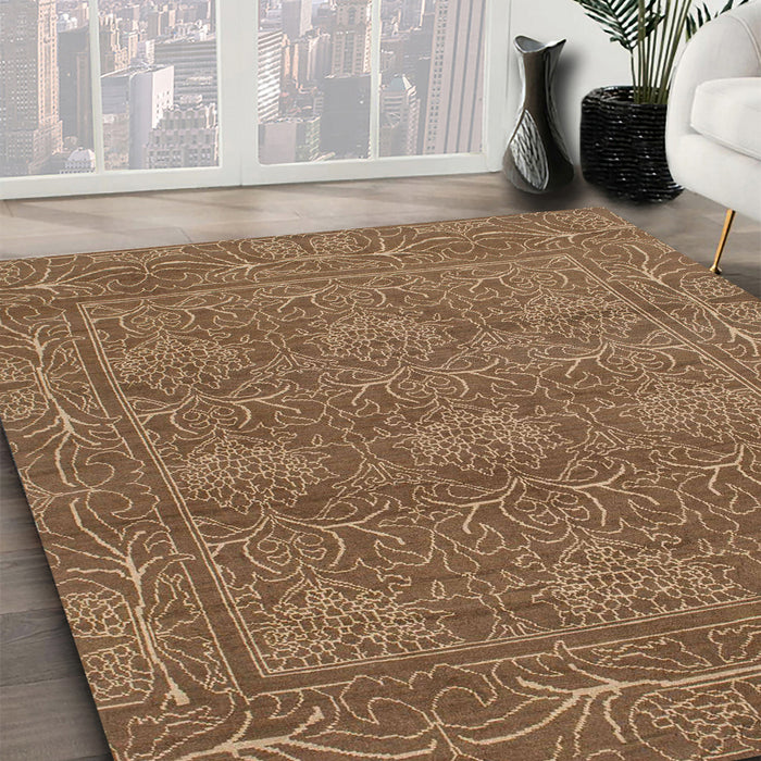 Abstract Saddle Brown Modern Rug in Family Room, abs1214
