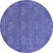 Round Machine Washable Abstract Blue Modern Rug, wshabs1214blu