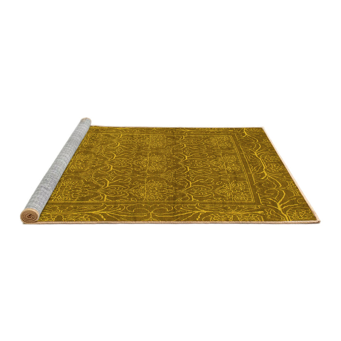 Sideview of Machine Washable Abstract Yellow Modern Rug, wshabs1214yw