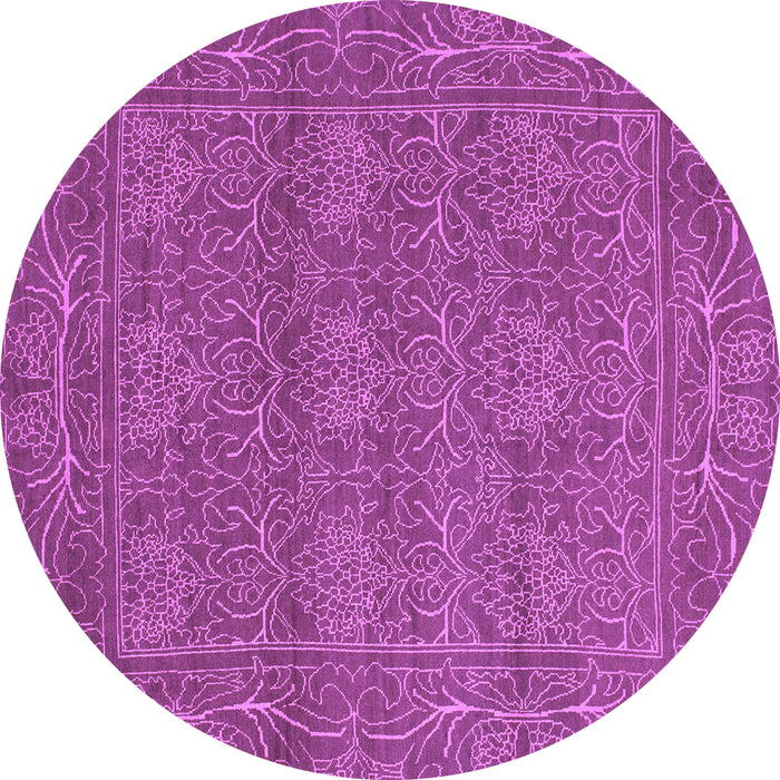 Round Machine Washable Abstract Purple Modern Area Rugs, wshabs1214pur