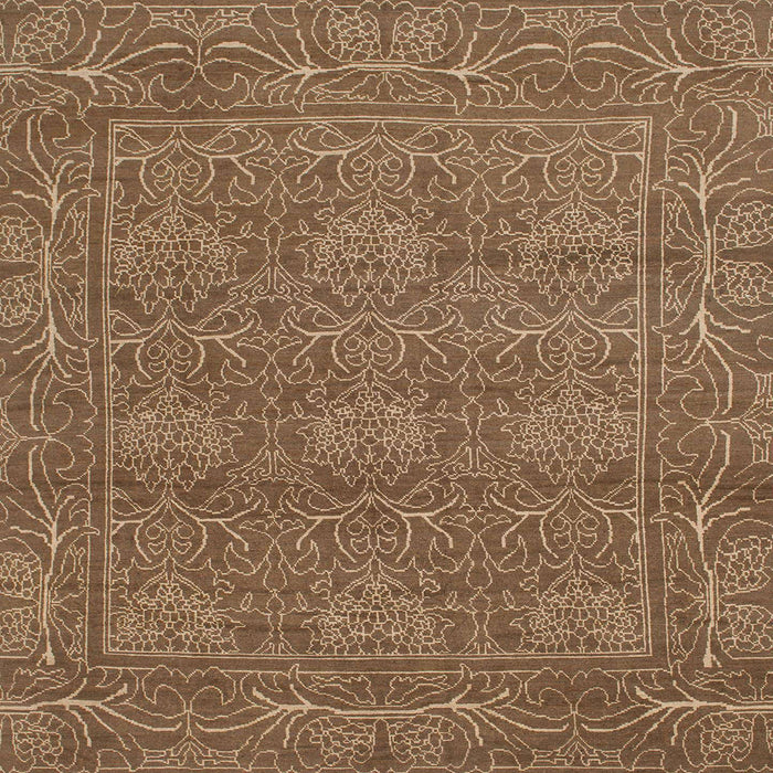Square Abstract Saddle Brown Modern Rug, abs1214