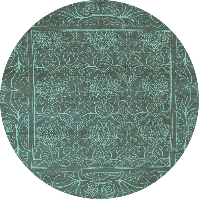 Round Machine Washable Abstract Light Blue Modern Rug, wshabs1214lblu