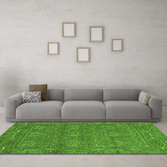 Machine Washable Abstract Green Modern Area Rugs in a Living Room,, wshabs1214grn