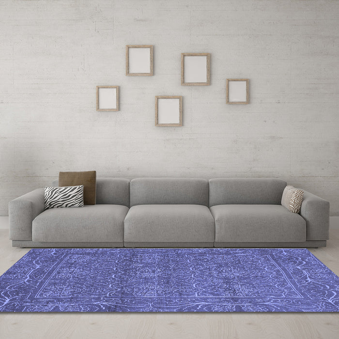 Machine Washable Abstract Blue Modern Rug in a Living Room, wshabs1214blu