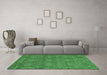 Machine Washable Abstract Emerald Green Modern Area Rugs in a Living Room,, wshabs1214emgrn