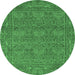 Round Abstract Emerald Green Modern Rug, abs1214emgrn