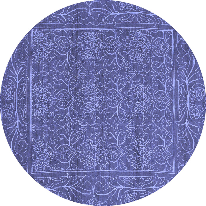 Round Abstract Blue Modern Rug, abs1214blu