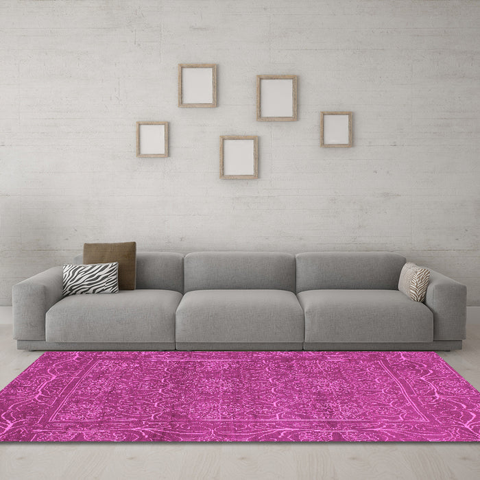 Machine Washable Abstract Pink Modern Rug in a Living Room, wshabs1214pnk