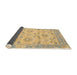 Sideview of Abstract Chrome Gold Yellow Modern Rug, abs1215