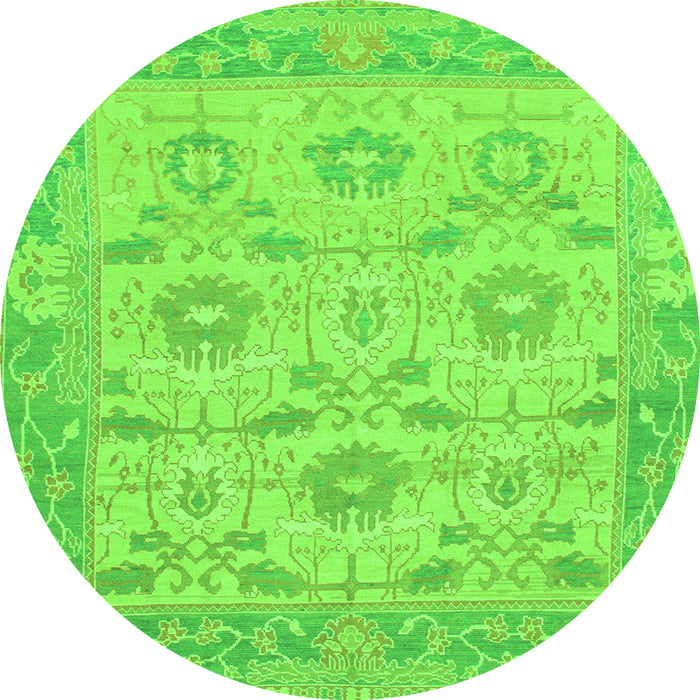 Round Abstract Green Modern Rug, abs1215grn