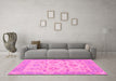 Machine Washable Abstract Pink Modern Rug in a Living Room, wshabs1215pnk