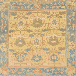 Square Machine Washable Abstract Chrome Gold Yellow Rug, wshabs1215