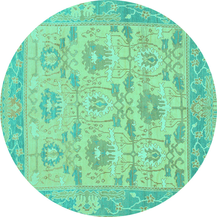 Round Abstract Turquoise Modern Rug, abs1215turq