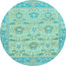 Round Abstract Light Blue Modern Rug, abs1215lblu