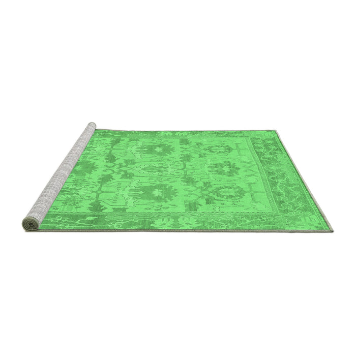 Sideview of Machine Washable Abstract Emerald Green Modern Area Rugs, wshabs1215emgrn