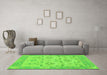 Machine Washable Abstract Green Modern Area Rugs in a Living Room,, wshabs1215grn