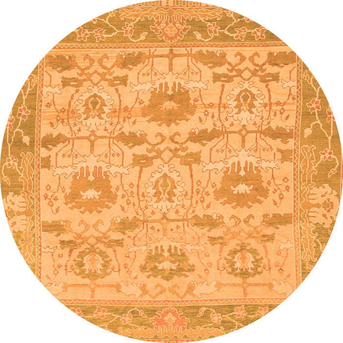 Round Abstract Orange Modern Rug, abs1215org