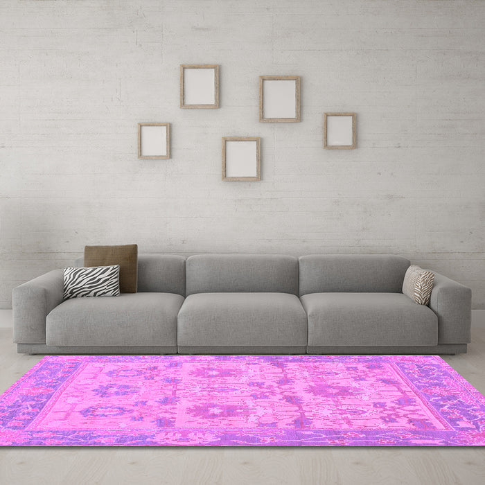 Machine Washable Abstract Purple Modern Area Rugs in a Living Room, wshabs1215pur