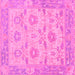 Square Machine Washable Abstract Pink Modern Rug, wshabs1215pnk