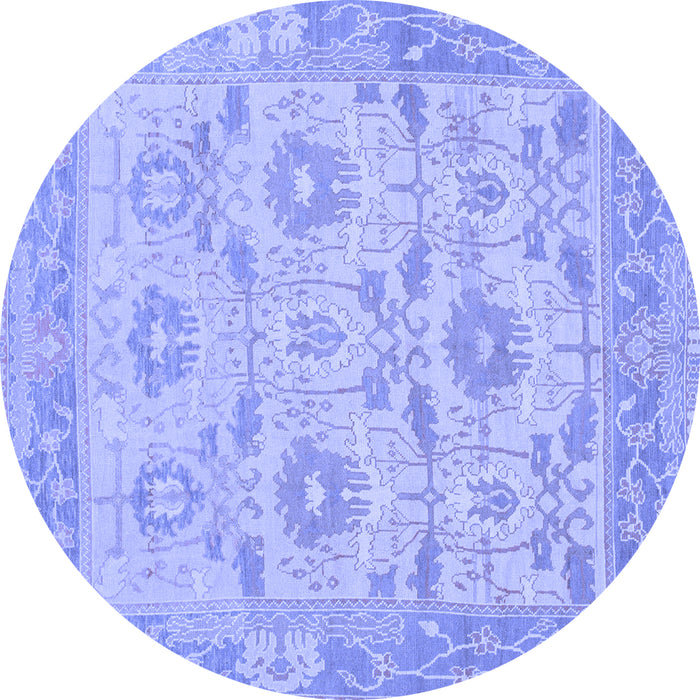 Round Abstract Blue Modern Rug, abs1215blu