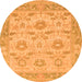 Round Machine Washable Abstract Orange Modern Area Rugs, wshabs1215org