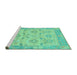 Sideview of Machine Washable Abstract Turquoise Modern Area Rugs, wshabs1215turq