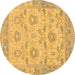 Round Abstract Brown Modern Rug, abs1215brn