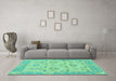 Machine Washable Abstract Turquoise Modern Area Rugs in a Living Room,, wshabs1215turq