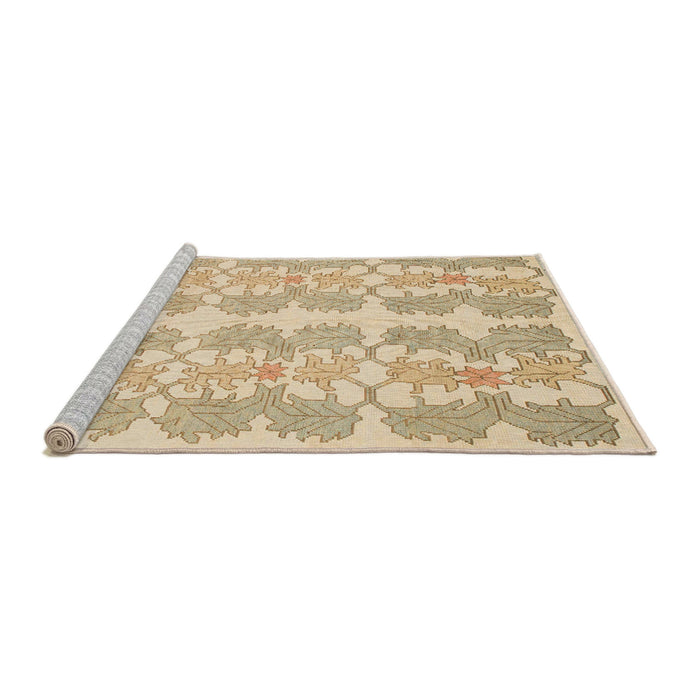 Sideview of Machine Washable Abstract Brown Gold Rug, wshabs1216