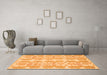 Machine Washable Abstract Orange Modern Area Rugs in a Living Room, wshabs1216org