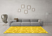 Machine Washable Abstract Yellow Modern Rug in a Living Room, wshabs1216yw