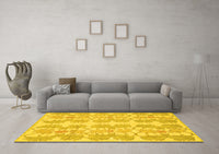 Machine Washable Abstract Yellow Modern Rug, wshabs1216yw