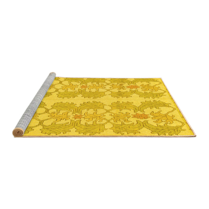 Sideview of Machine Washable Abstract Yellow Modern Rug, wshabs1216yw