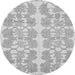 Round Machine Washable Abstract Gray Modern Rug, wshabs1216gry
