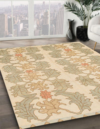 Abstract Brown Gold Modern Rug, abs1216