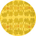 Round Machine Washable Abstract Yellow Modern Rug, wshabs1216yw