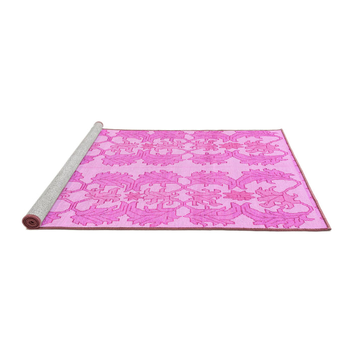Sideview of Machine Washable Abstract Pink Modern Rug, wshabs1216pnk